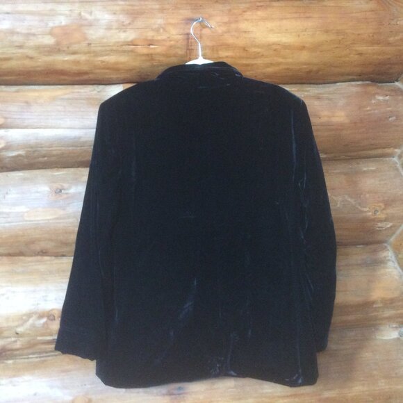 Coldwater Creek Velvet Black Double Breasted Lined Retro 90s Blazer Size Large - Picture 4 of 4